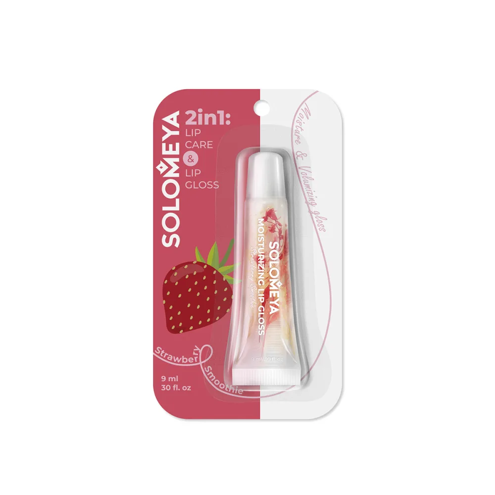 [SOLOMEYA] Блеск для губ увлажняющий Клубничный смузи Moisturizing Lip Gloss Strawberry Smoothie, 9 мл