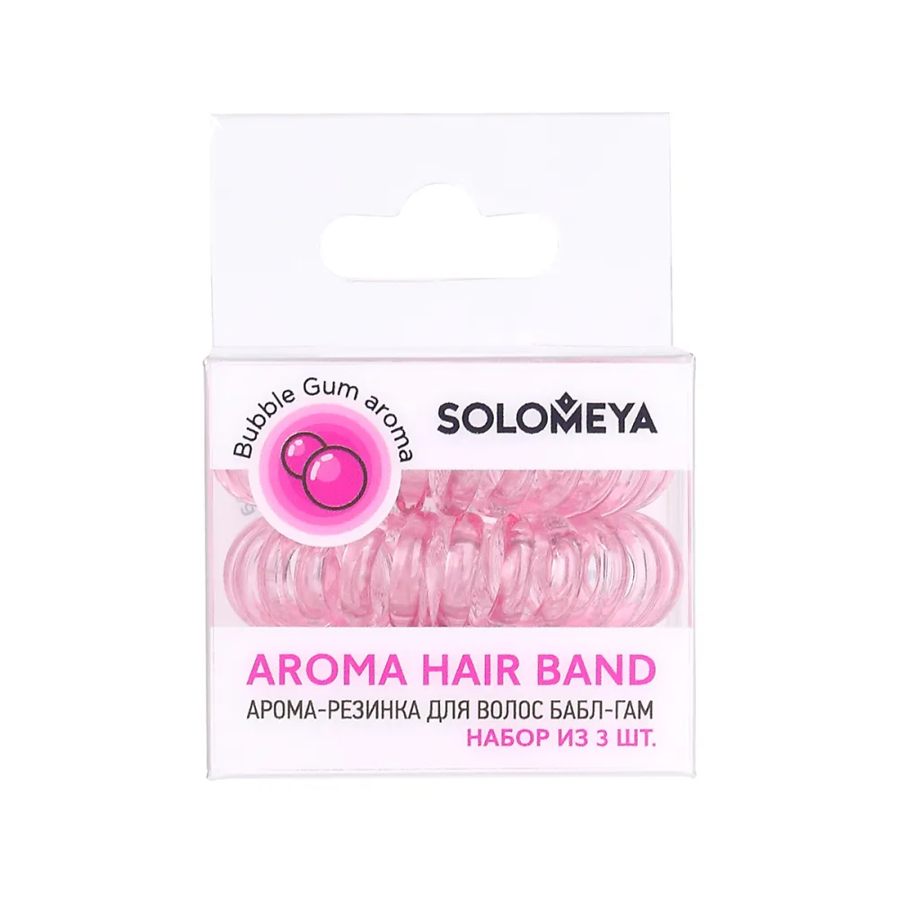 [SOLOMEYA] Арома-резинка для волос Бабл-гам Aroma hair band Bubble Gum, набор из 3 шт БК