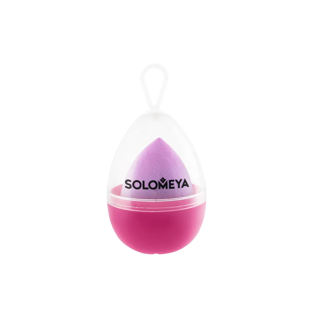 [SOLOMEYA] Спонж для макияжа большой двусторонний Фиолетовый градиент Large Drop Double-ended blending Purple, 1 шт БК