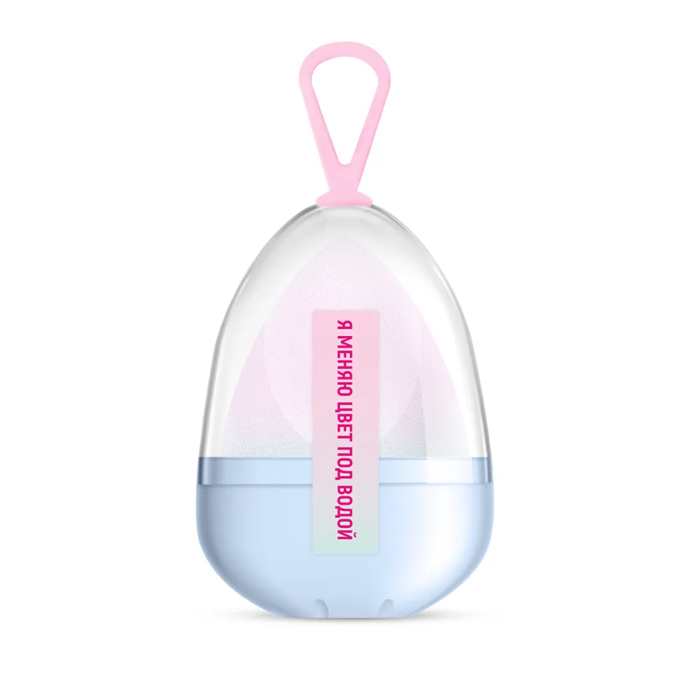 [SOLOMEYA] Спонж для макияжа большой меняющий цвет Синий-Розовый Color Changing blending sponge Blue-pink, 1 шт БК