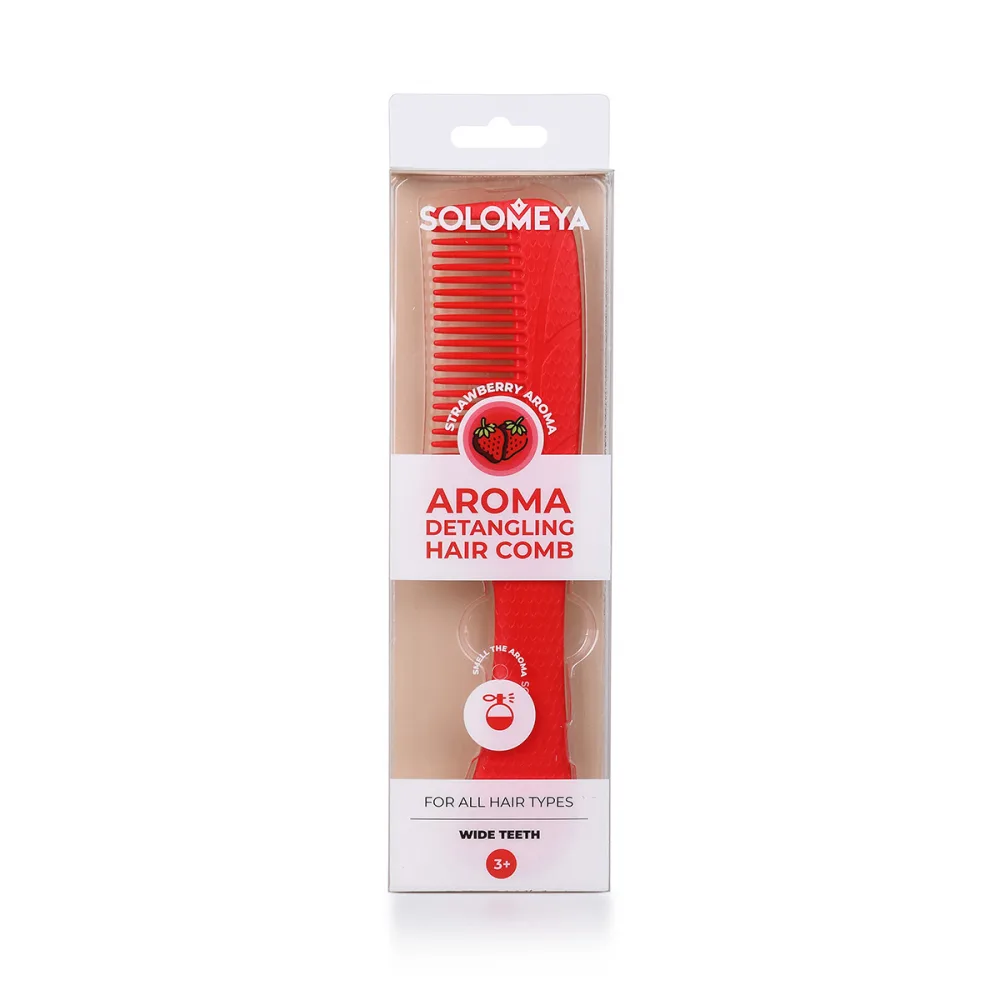 [SOLOMEYA] Арома-расческа гребень для волос с ароматом Клубники Aroma Detangling Hair Comb Strawberry, 1 шт БК