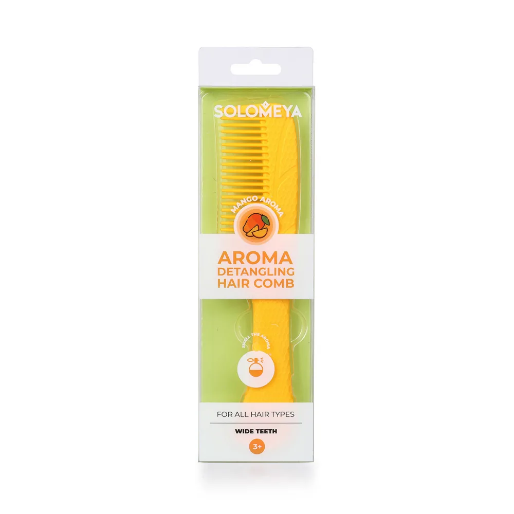 [SOLOMEYA] Арома-расческа гребень для волос с ароматом Манго Aroma Detangling Hair Comb Mango, 1 шт БК