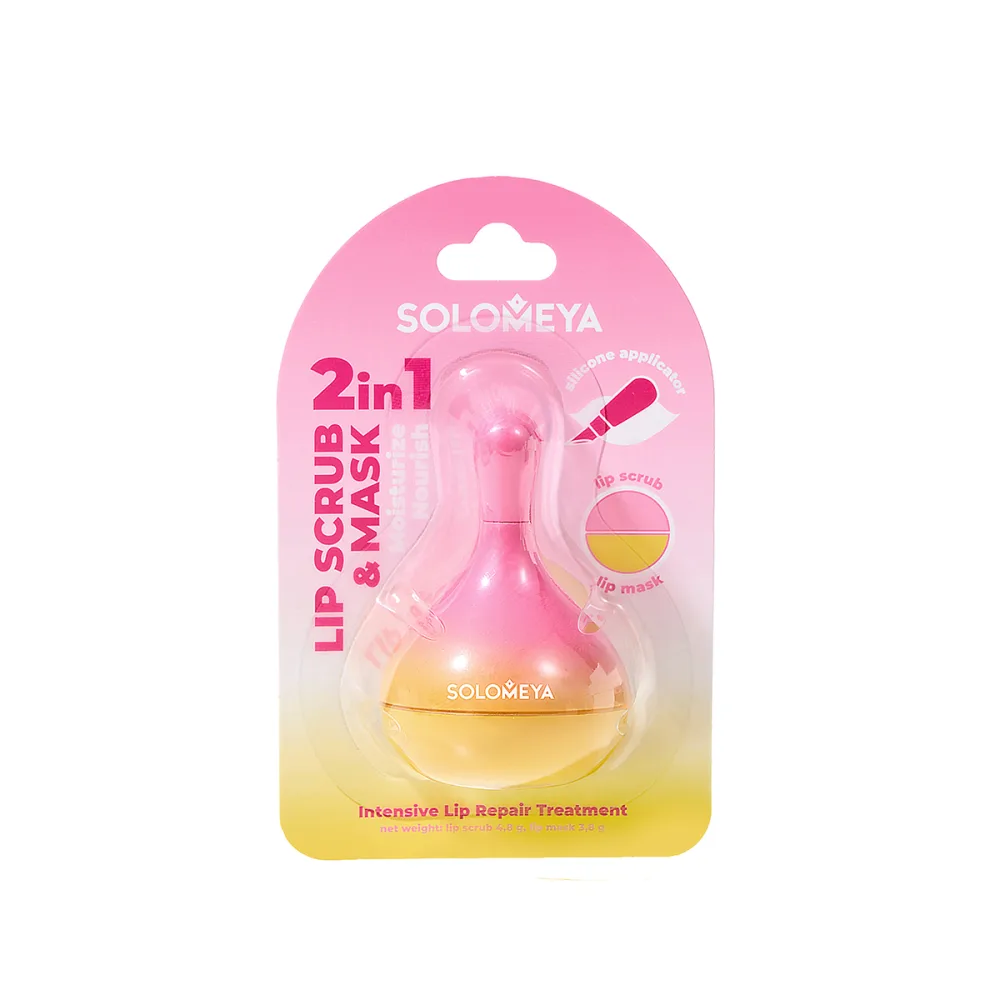 [SOLOMEYA] Скраб и маска для губ с силиконовым аппликатором два в одном Scrub and lip mask with silicone applicator, 4,8 гр и 3,8 гр 