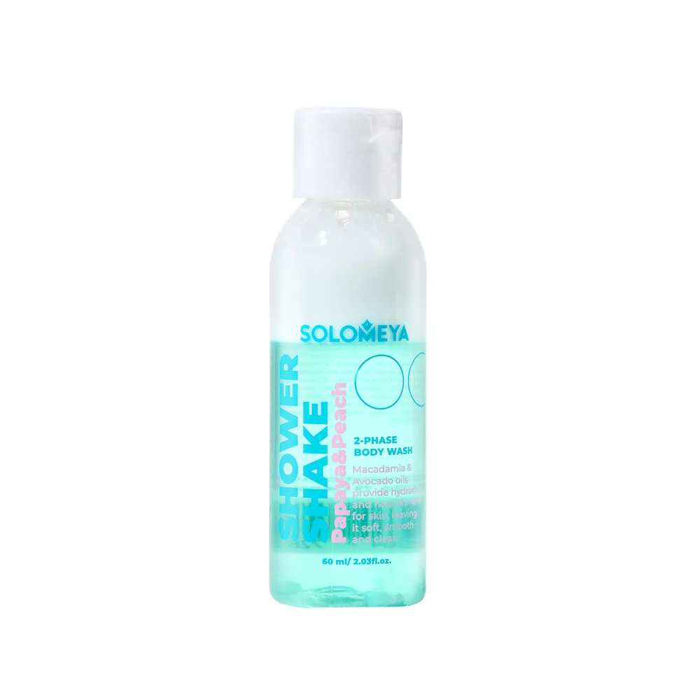 [SOLOMEYA] Гель-шейк для душа МИНИ Папая и Персик Shower shake Papaya&Peach, 60 мл