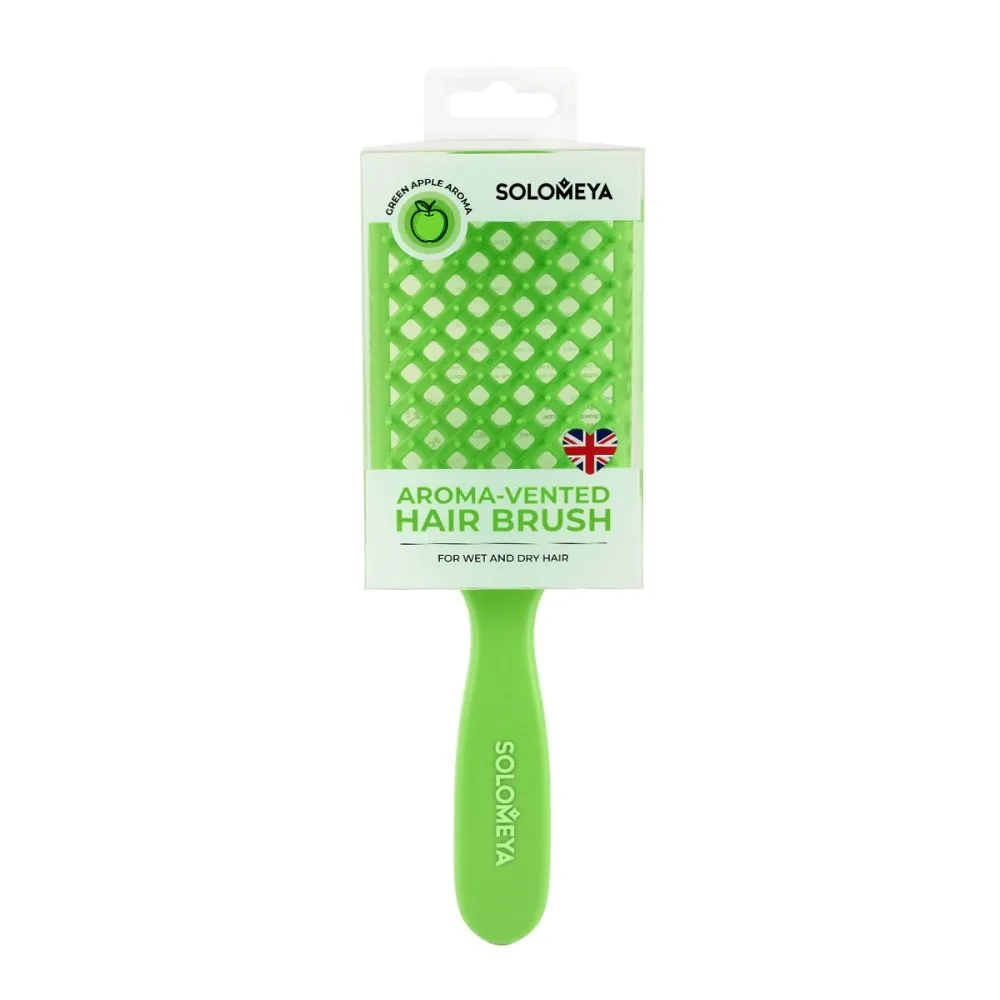 [SOLOMEYA] Арома-расческа вентилируемая Зеленое Яблоко Aroma-vented hair brush Green Apple, 1 шт БК