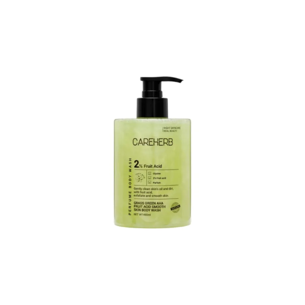 [CAREHERB] Гель для душа с AHA кислотами Изумрудное наслаждение Grass Green AHA Fruit Acid Sooth Skin Body Wash 400 мл