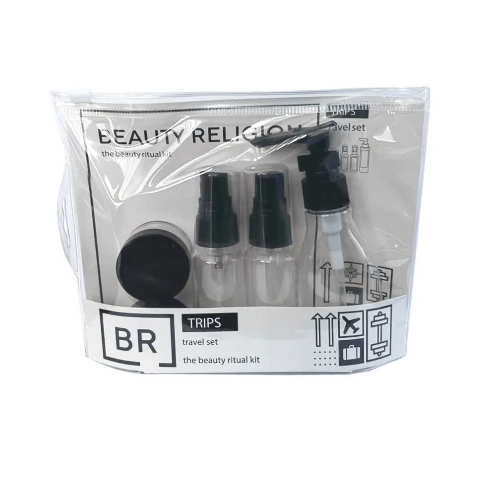 [BEAUTY RELIGION] Набор флаконов для косметических средств ЧЁРНЫЙ Travel kit (black), 5 шт*1 уп