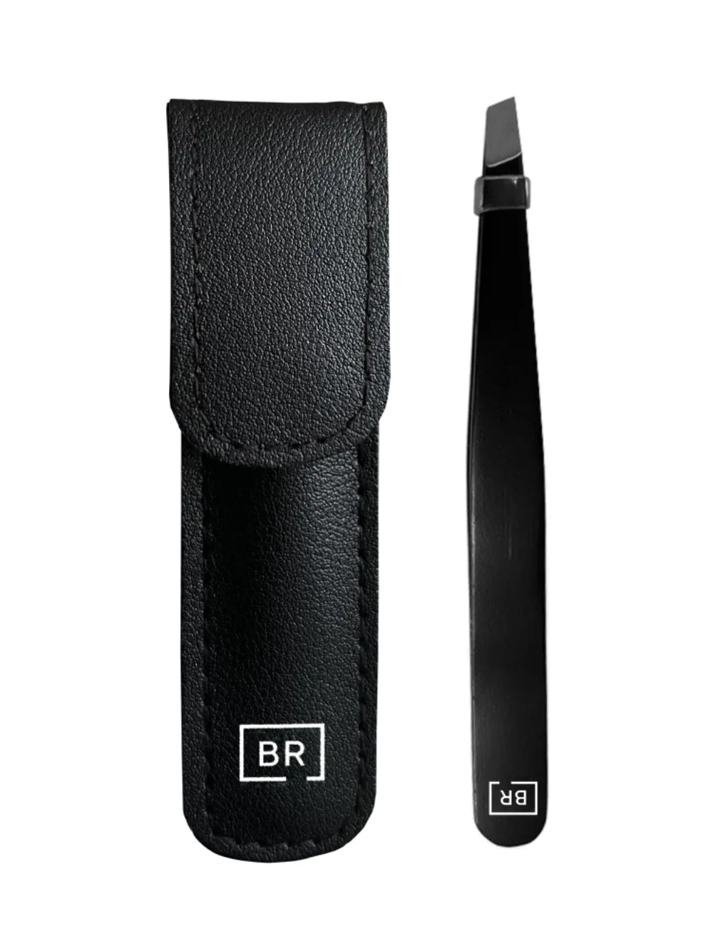 [BEAUTY RELIGION] Пинцет скошенный в чехле-брелоке ЧЁРНЫЙ Bevel-edged tweezers in carrying case black,1 шт*уп