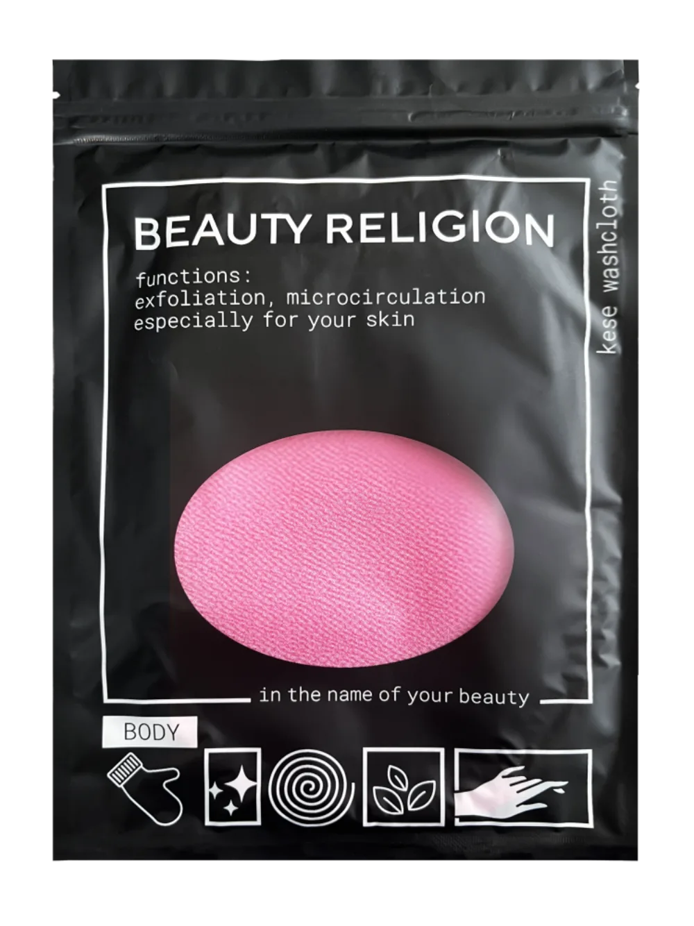 [BEAUTY RELIGION] Мочалка кесе в форме рукавицы РОЗОВАЯ Kese whashcloth pink, 1 шт
