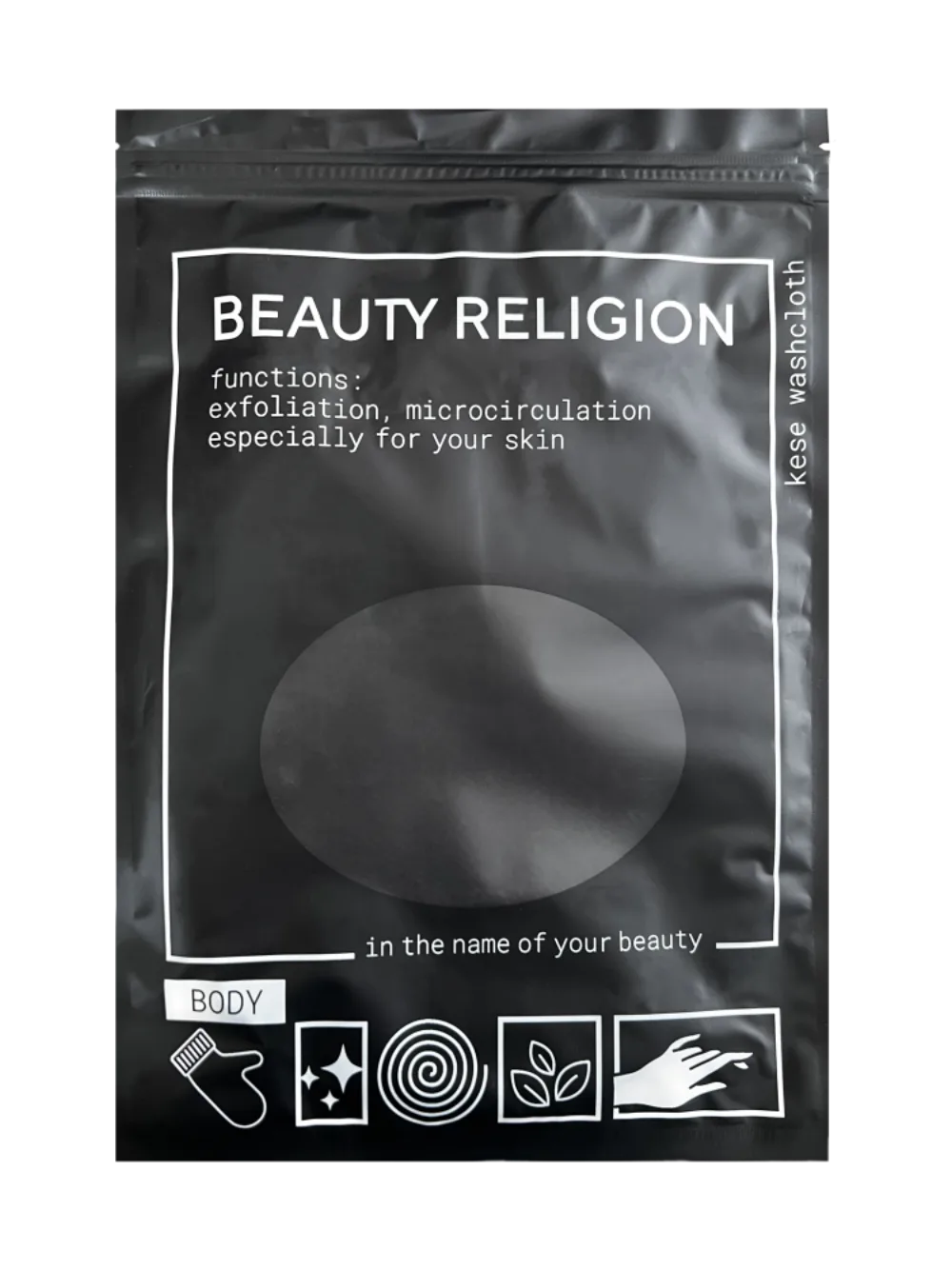 [BEAUTY RELIGION] Мочалка кесе в форме рукавицы ЧЁРНАЯ Kese whashcloth black, 1 шт