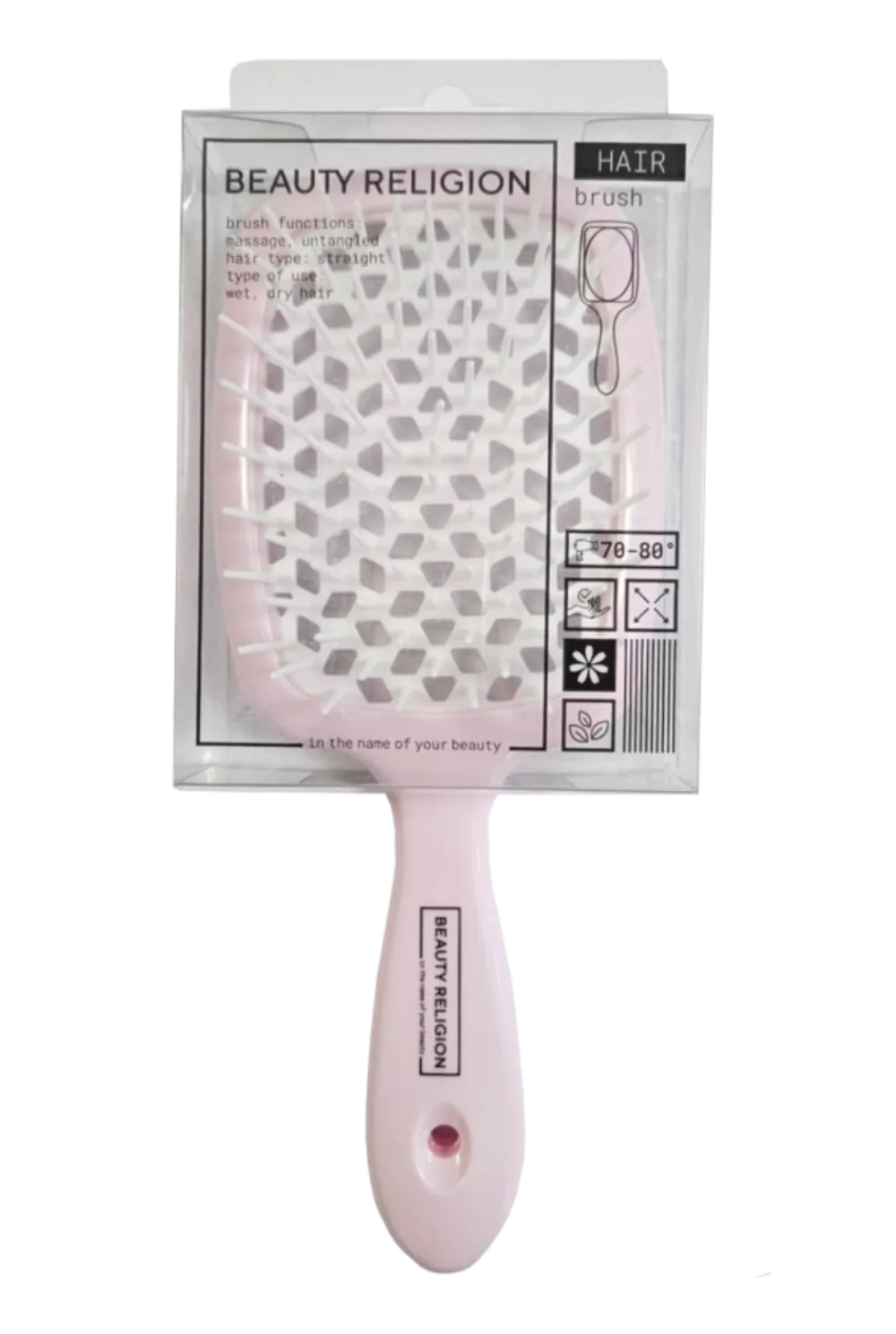 [BEAUTY RELIGION] Расческа для волос мульти НЕЖНО-РОЗОВЫЙ/БЕЛЫЙ Multi Brush soft pink/white, 1 шт