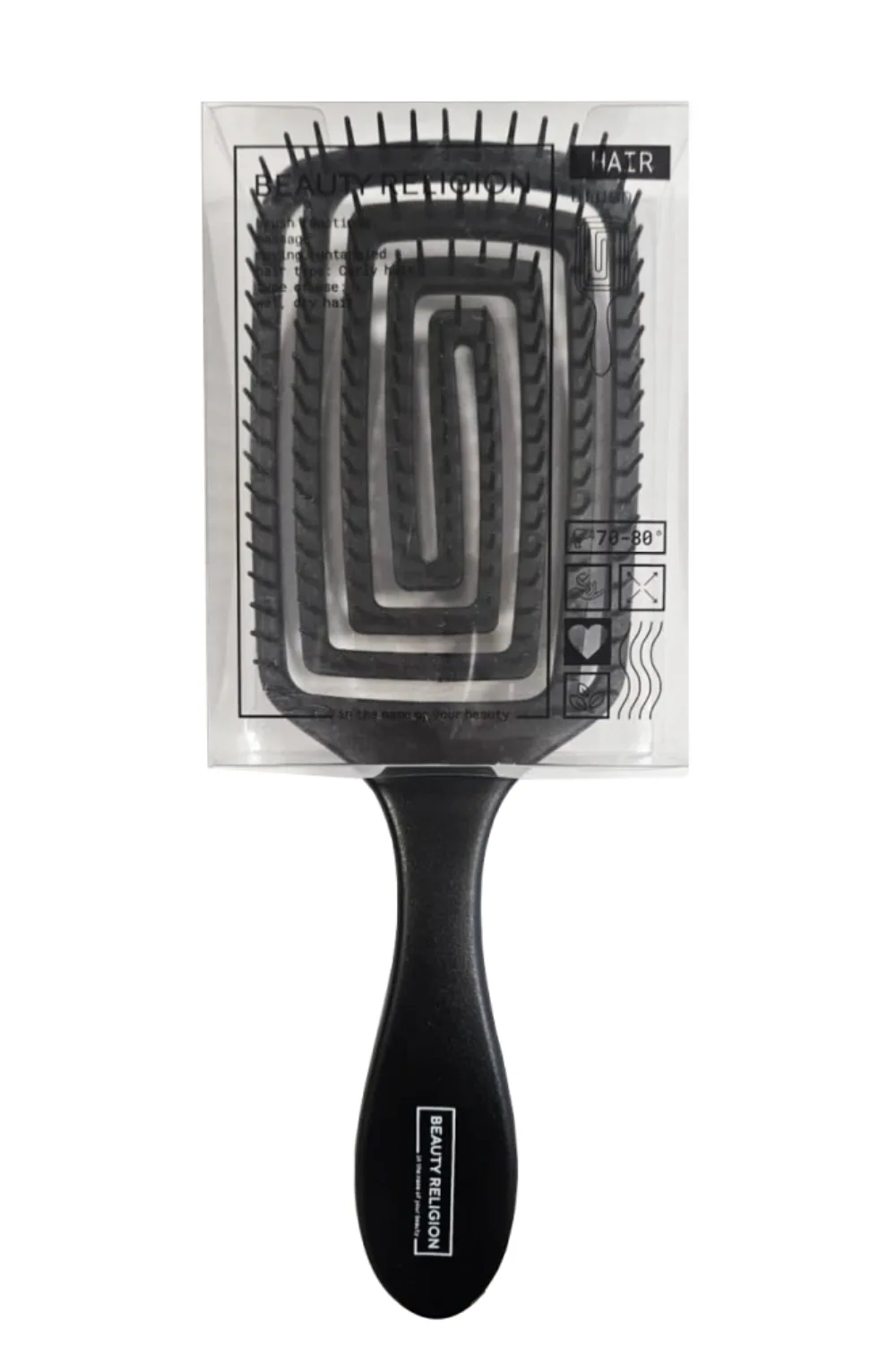 [BEAUTY RELIGION] Расческа массажная/распутывающая ЧЁРНАЯ Massage Brush black, 1 шт