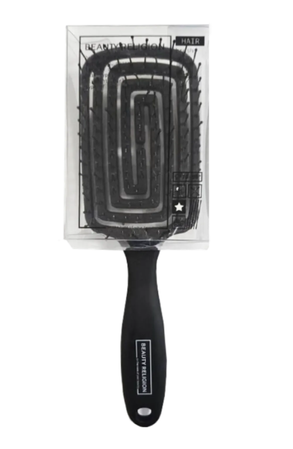 [BEAUTY RELIGION] Расческа массажная/распутывающая ЧЁРНАЯ мини формат Massage Brush mini black, 1 шт
