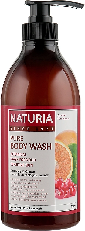[NATURIA] Гель для душа КЛЮКВА/АПЕЛЬСИН Pure Body Wash (Cranberry & Orange), 750 мл