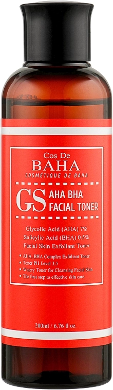 [COS DE BAHA] Тонер эксфолиант для проблемной кожи с кислотами AHA/BHA Toner (GS), 200 мл