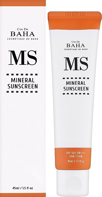 [COS DE BAHA] Крем солнцезащитный минеральный Mineral Sunscreen SPF50+ PA++++ (MS), 45 мл