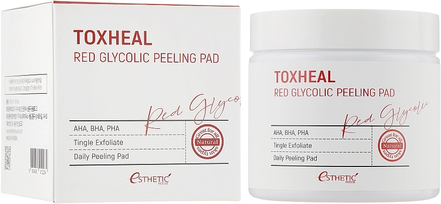 [ESTHETIC HOUSE] Пилинг-подушечки МИНДАЛЬНЫЕ Toxheal Red Glyucolic Peeling Pad, 100 мл (100 шт) 