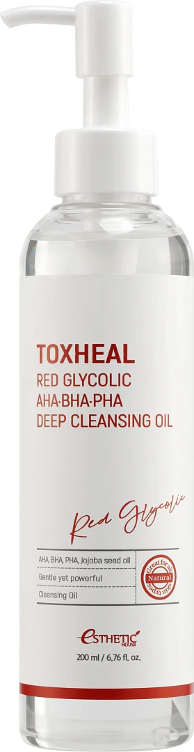 [ESTHETIC HOUSE] Гидрофильное масло TOXHEAL RED GLYCOLIC AHA, BHA, PHA DEEP CLEANSING OIL, 200 мл