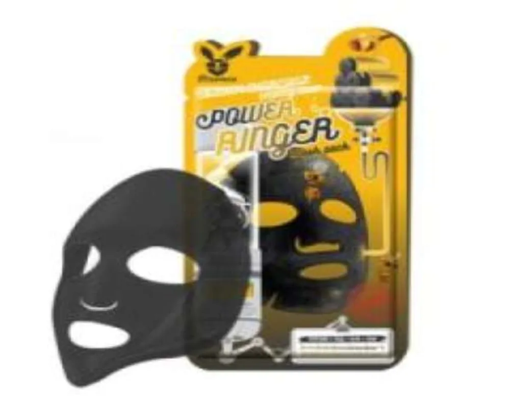 [Elizavecca] НАБОР Тканевая маска для лица ДРЕВЕСНЫЙ УГОЛЬ Black Charcoal Honey Deep Power Ringer Mask Pack, 10 шт БК