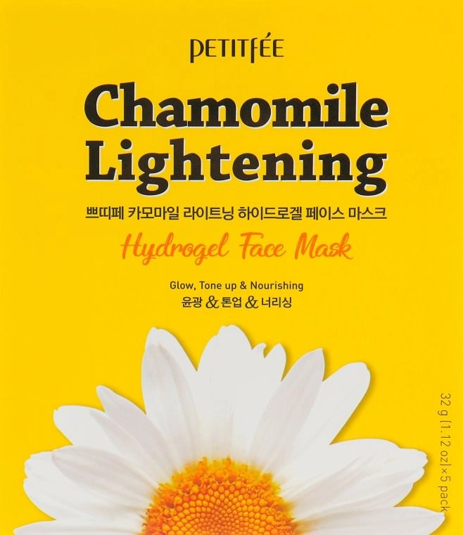 [PETITFEE] НАБОР Гидрогелевая маска для лица РОМАШКА Chamomile Lightening Hydrogel Face Mask, 5 шт
