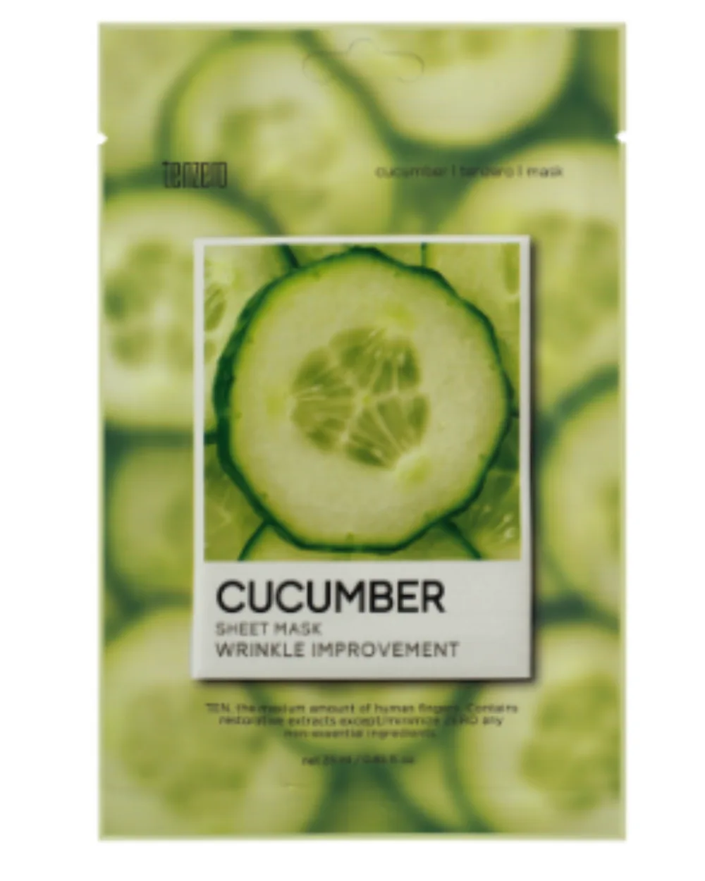 [TENZERO] Тканевая маска для лица увлажняющая с огурцом CUCUMBER SHEET MASK, 25 мл*10 шт