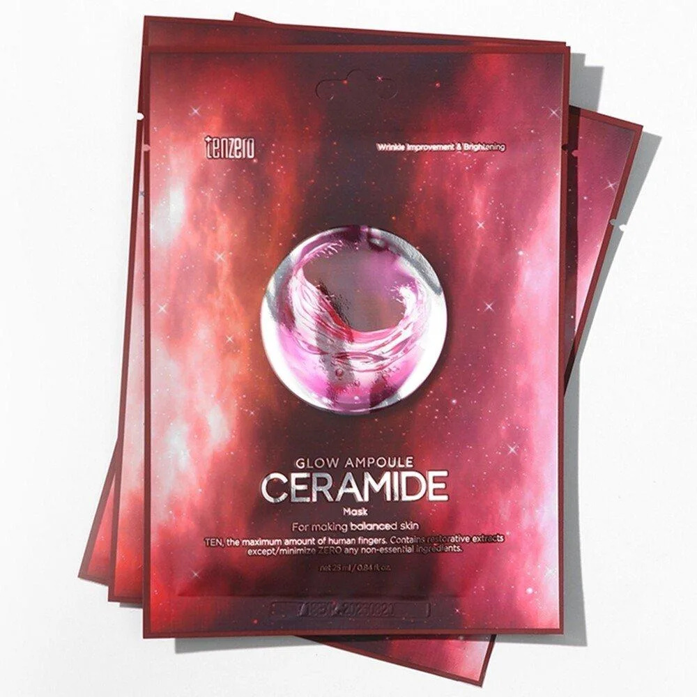 [TENZERO] Тканевая маска для лица балансирующая с церамидами GLOW AMPOULE CERAMIDE MASK, 25 мл*10 шт БК