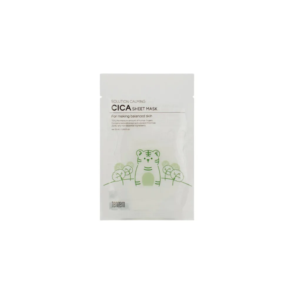 [TENZERO] Тканевая маска для лица восстанавливающая с центеллой SOLUTION CALMING CICA SHEET MASK, 25 мл*10 шт БК